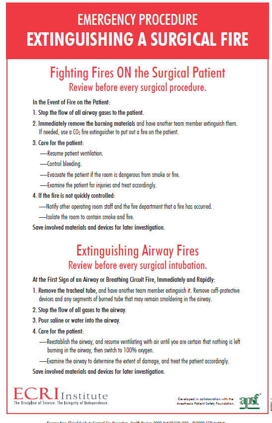 <p>Emergency Procedure for Extinguishing a Surgical Fire</p>