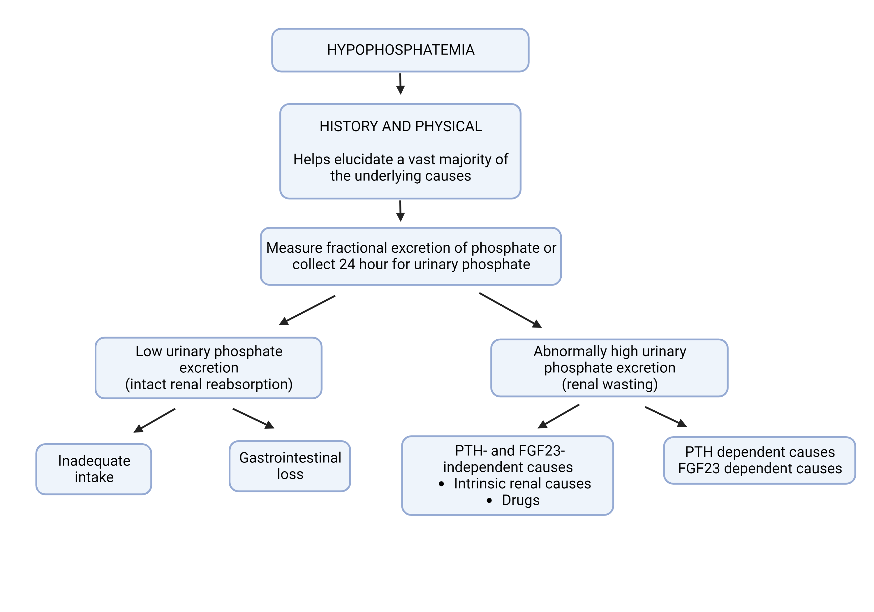 Work-up of unexplained hypophostatemia